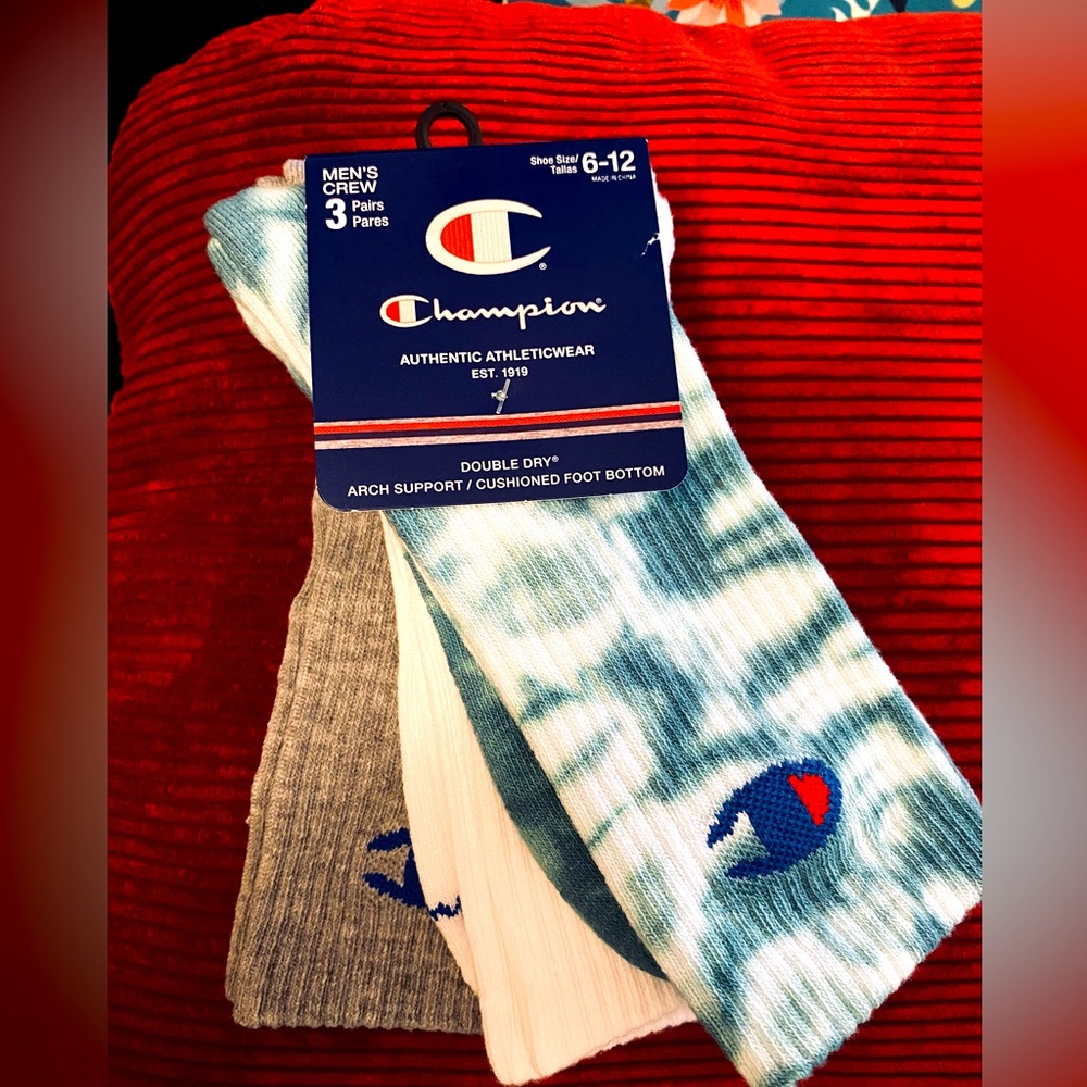Champion Men's Athletic Crew Socks - Green, Gray, White